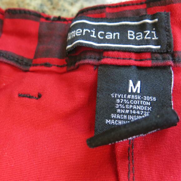 AMERICAN BAZI Mini Skirt Size M Women Red/Black Check with Zipper Streetwear - Picture 4 of 4